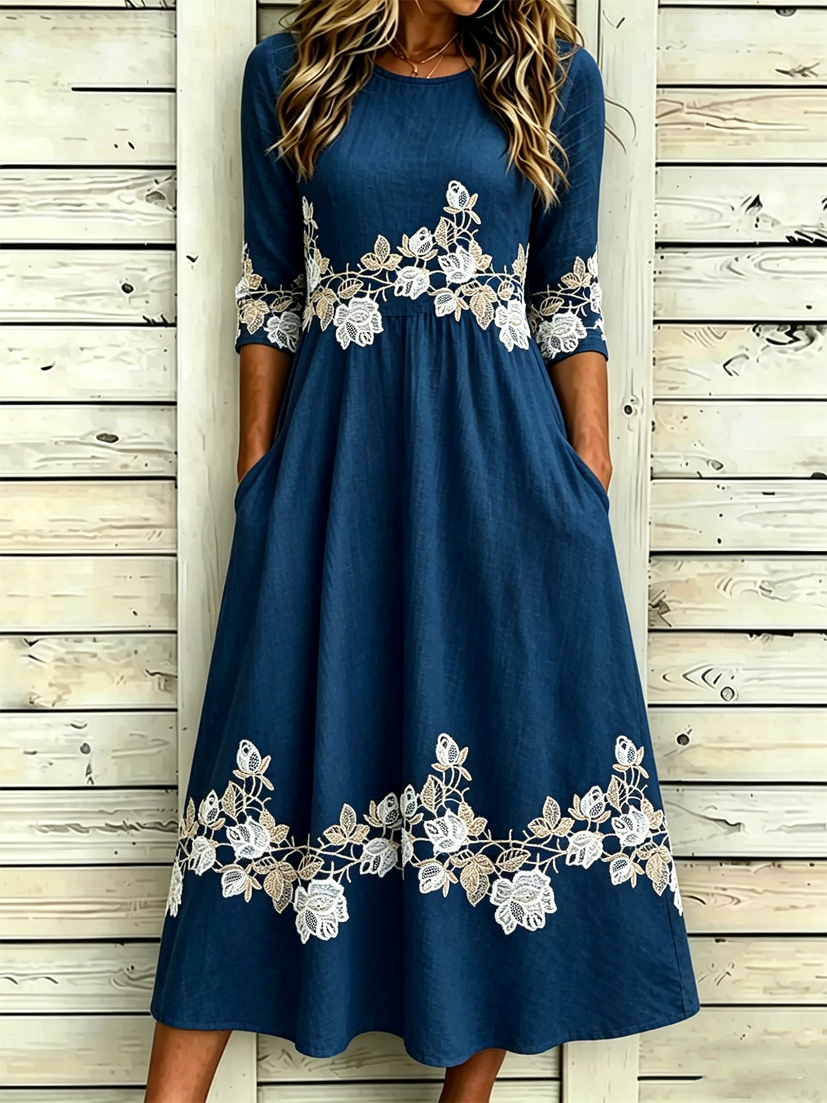 Vintage Others Floral Loose Dress With No