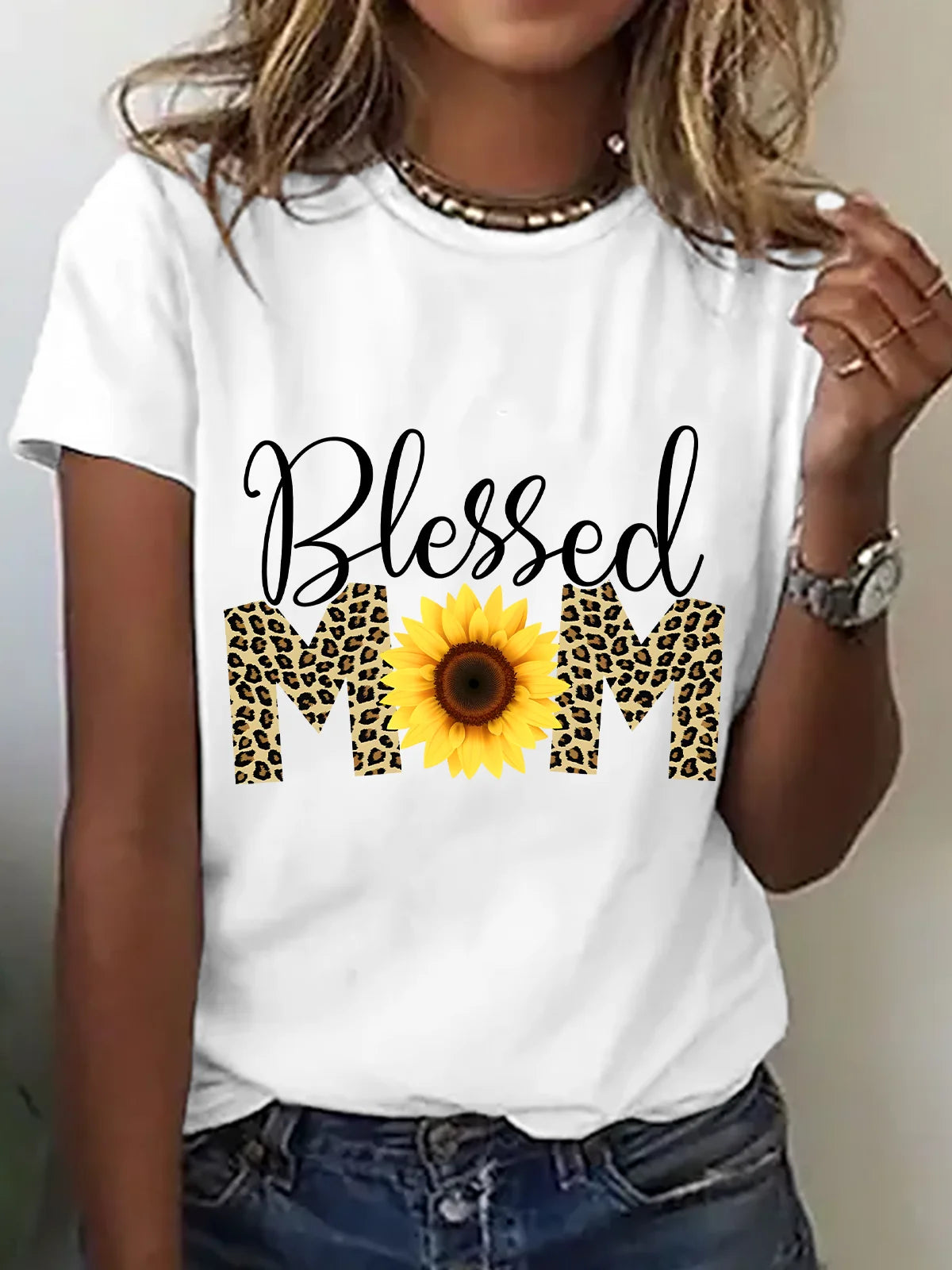 Blessed Mom Happy Mother's Day Cotton T-Shirt