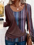 Striped Crew Neck Casual T-Shirt
