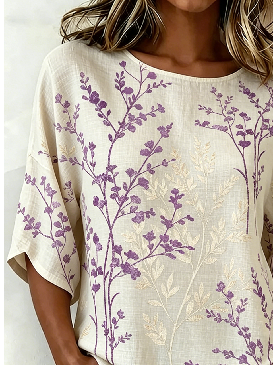 Leaf Vintage Loose Crew Neck Shirt