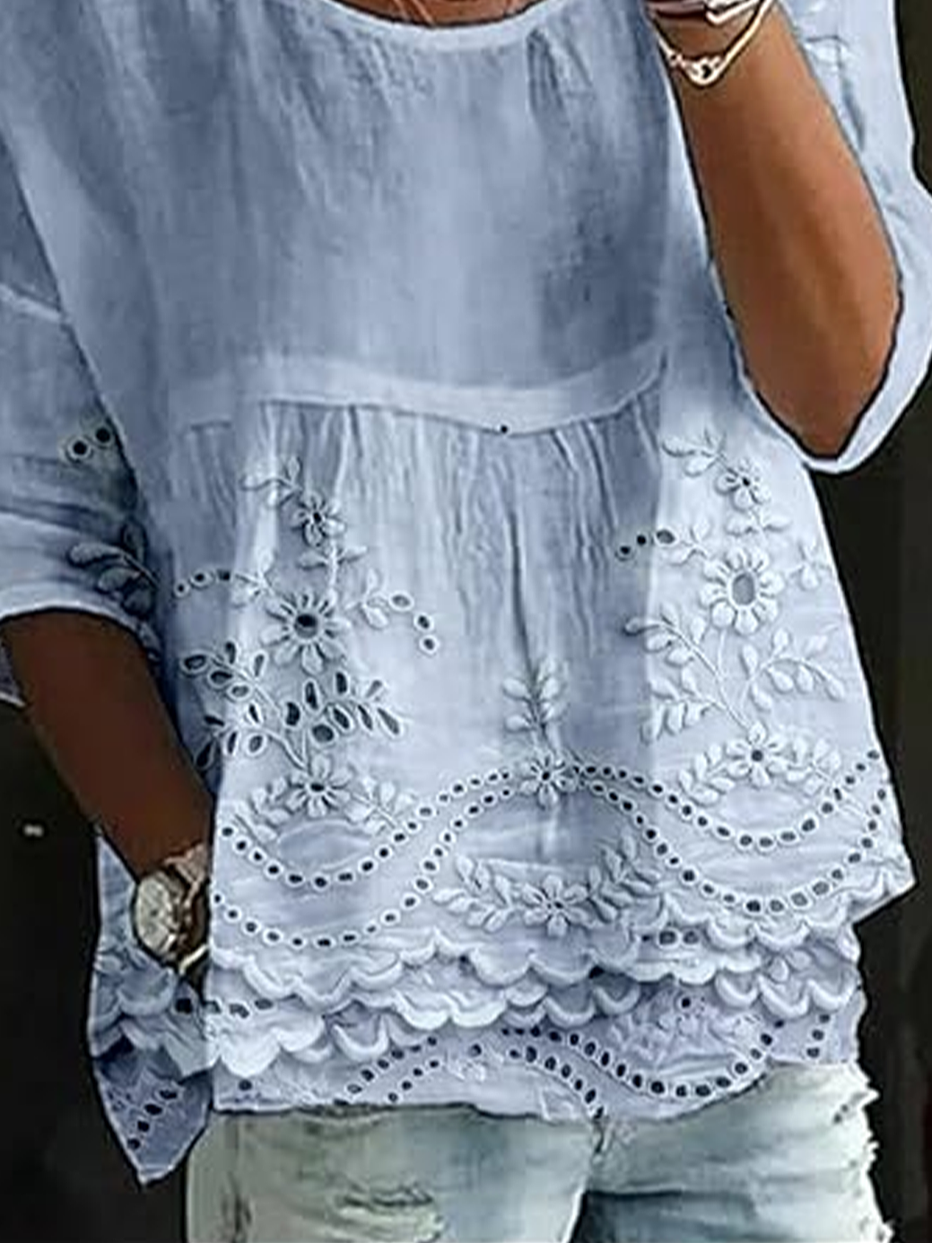 Women's Half Sleeve Shirt Summer White Floral Printing Crew Neck Daily Going Out Casual Top