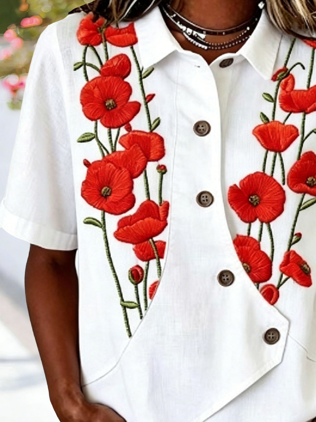 3D Printing Shawl Collar Short Sleeve Asymmetry Placket Design Button Summer Going Out Casual Shirt