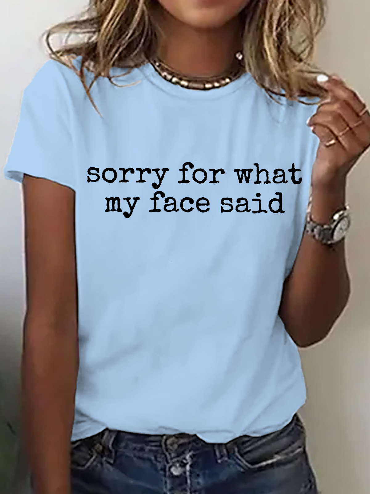 Women's ‘Sorry for What My Face Saidâ€?Slogan short sleeved T-shirt