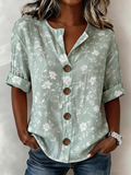 Loose Linen Blend Stand Collar Vintage Shirt