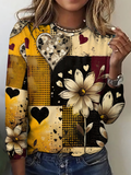 Vintage Cotton Floral Crew Neck T-Shirt
