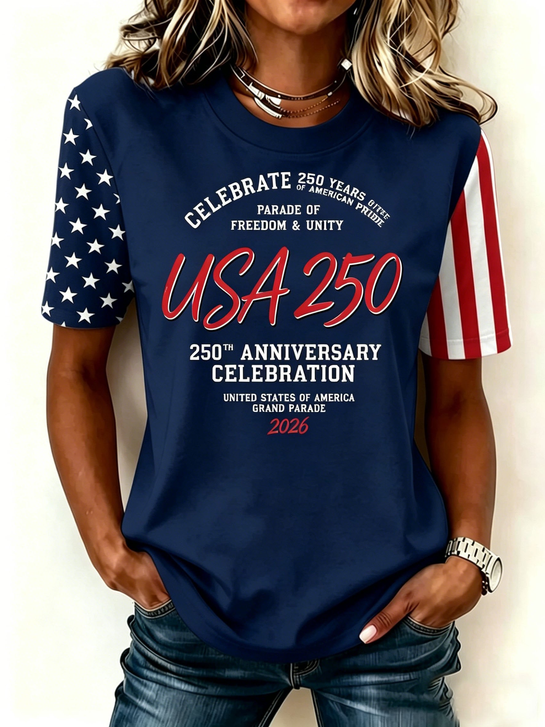 Women's 250th Anniversary Of The Founding Of the United States Eagle Old Glory Cotton Vintage Short Sleeve Round Neck 3D Printing Aemerica Flag Daily Going Out Casual T-Shirt Independence Day
