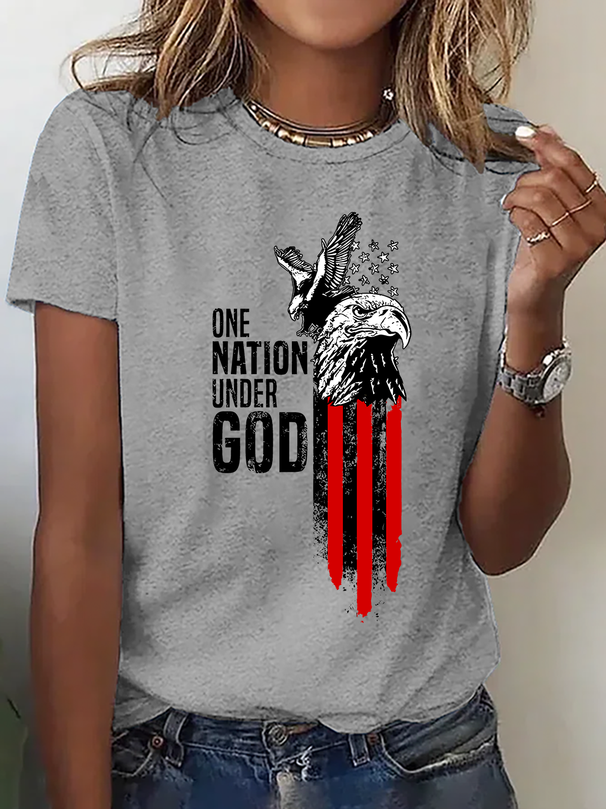 Women's one nation under god short-sleeved T-shirt