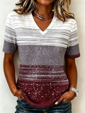 Loose Striped Casual Jersey T-Shirt