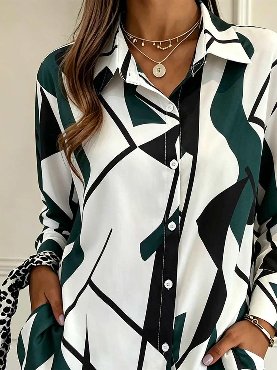 Loose Shirt Collar Casual Plaid Shirt