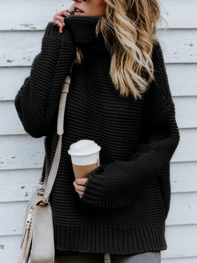 Loose Lady Romance Split Joint Plain Sweater