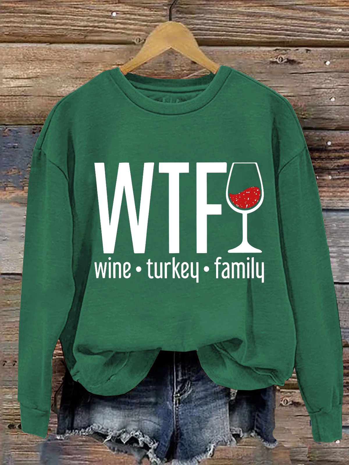 WTF Wine Turkey Family Thanksgiving Day Sweatshirt