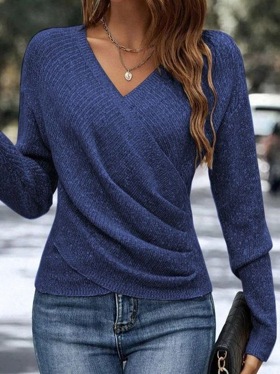 Simple Regular Fit Plain Cotton-Blend Sweater