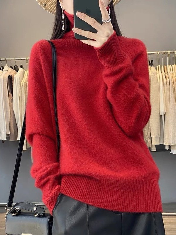 Loose Acrylic Plain Simple Sweater
