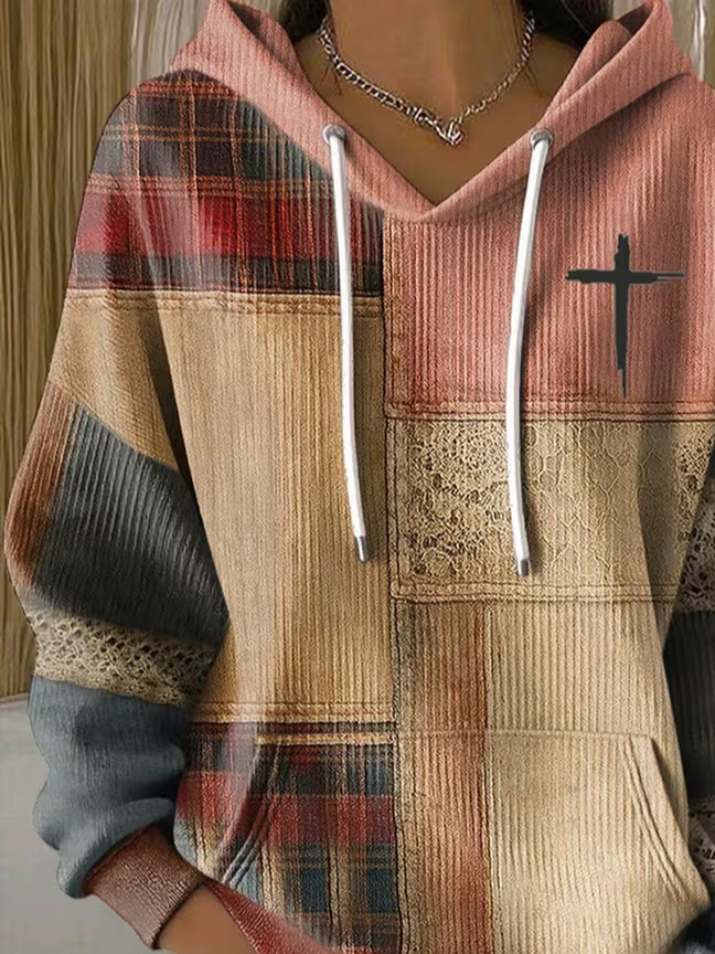Hoodie Contrast Stitching Printing Casual Hoodie