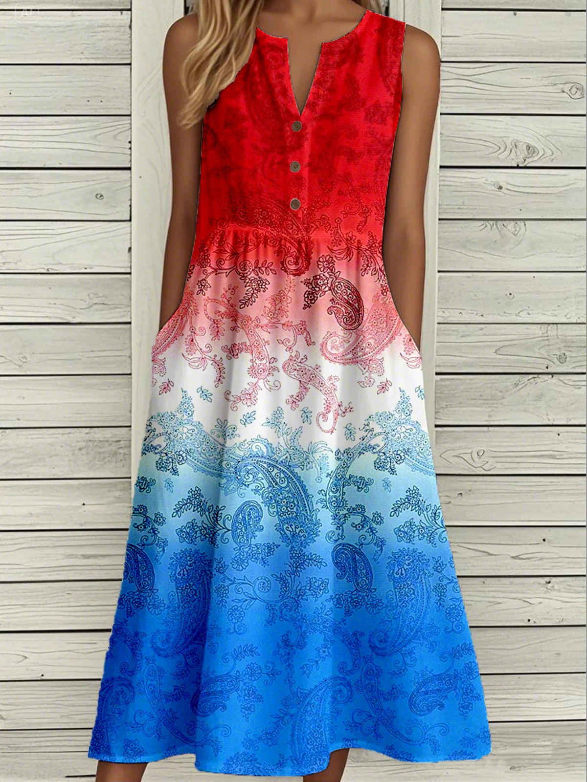 Casual Gradient Pattern Dress With No