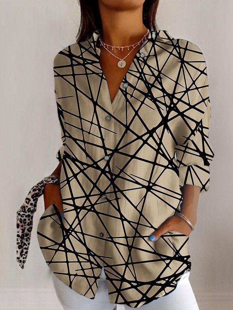 Abstract geometric line long sleeved shirt