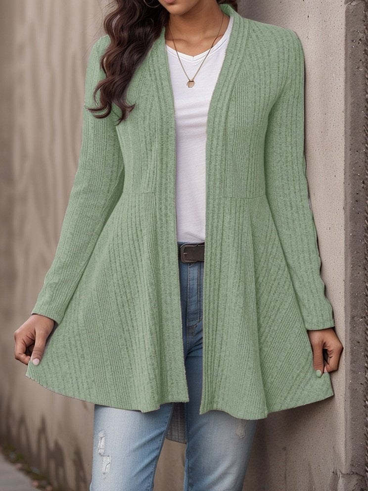 Basic Ribbed Brushed Casual Cardigan