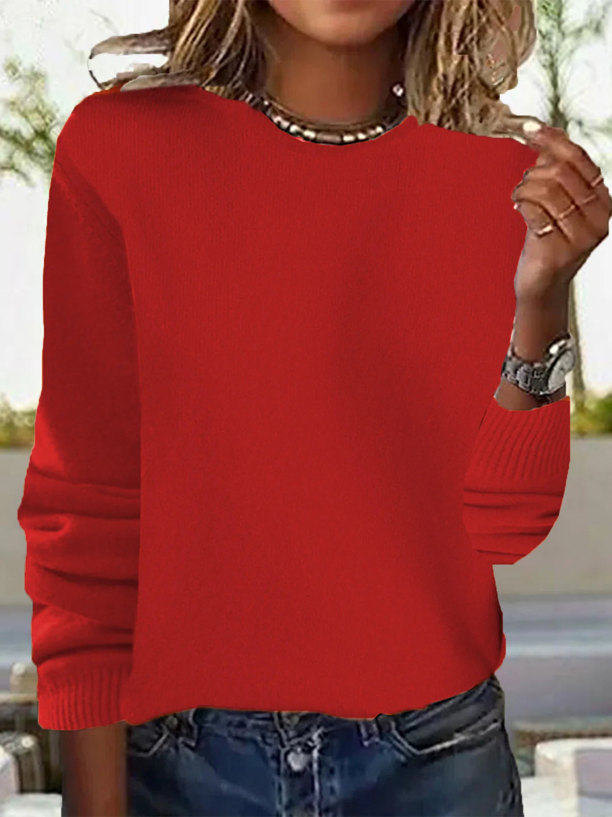 Women Casual Plain Spring/Fall Daily Loose Long Sleeve Yarn/Wool yarn H-Line Regular Sweaters