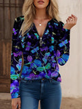 Casual V Neck Floral Loose Blouse
