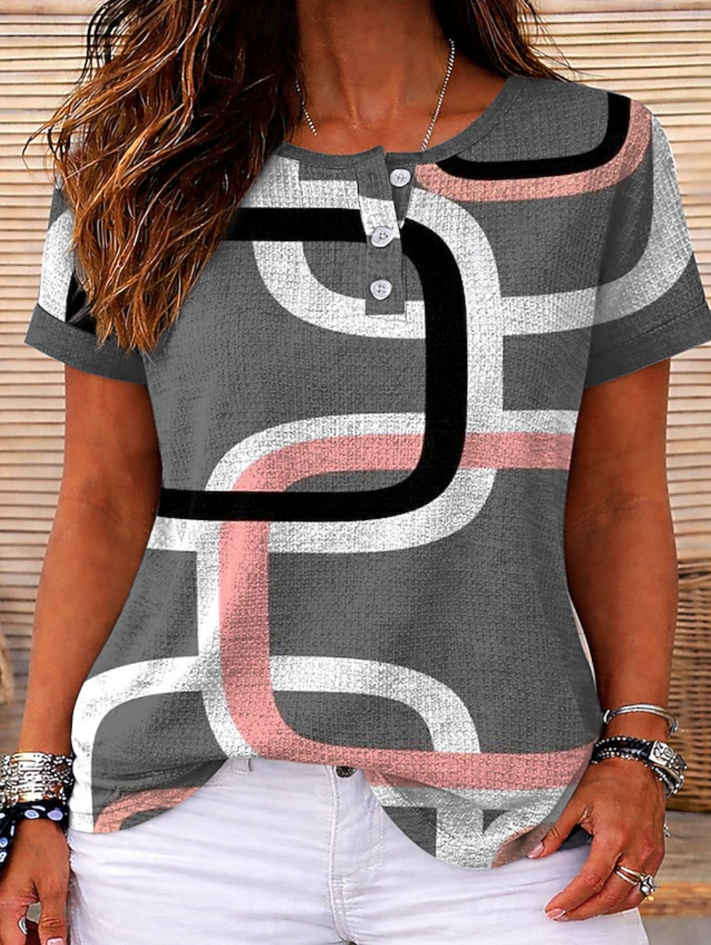 Casual Loose Others Striped T-Shirt