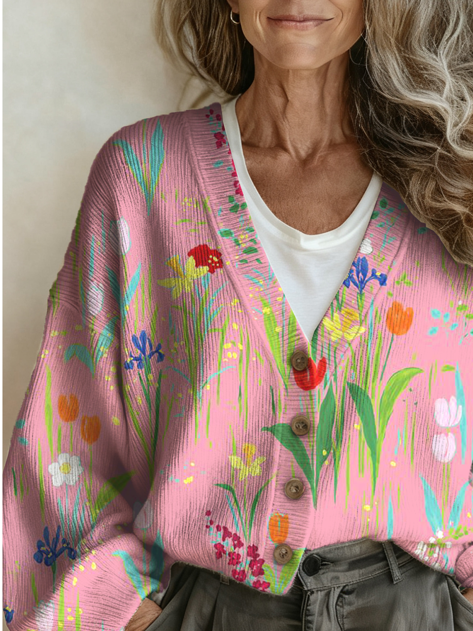 Floral Vintage V Neck Cardigan