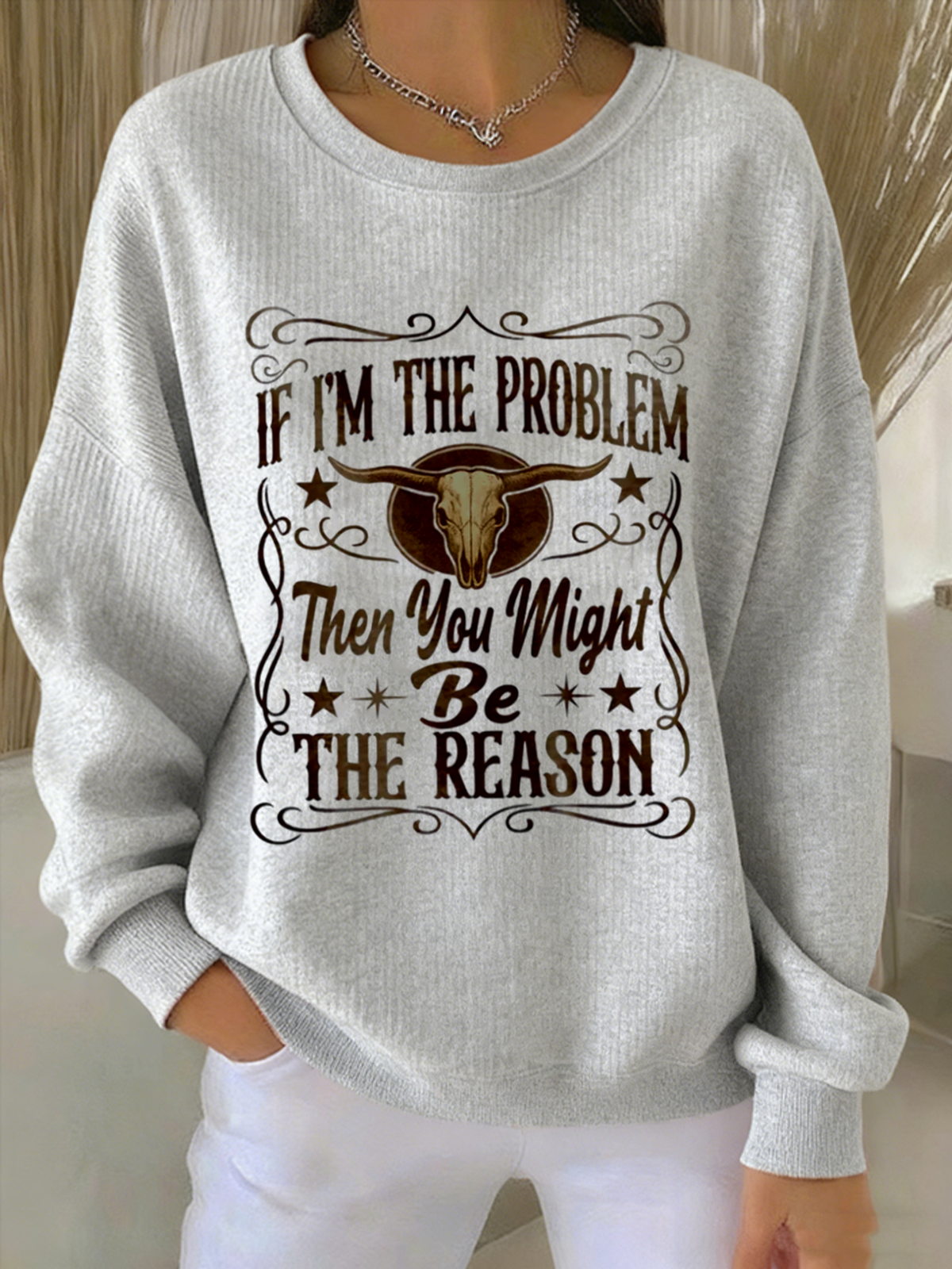 Simple Letter Pattern Cotton-Blend Sweatshirt