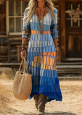 Loose Vacation Plaid V Neck Dress With No