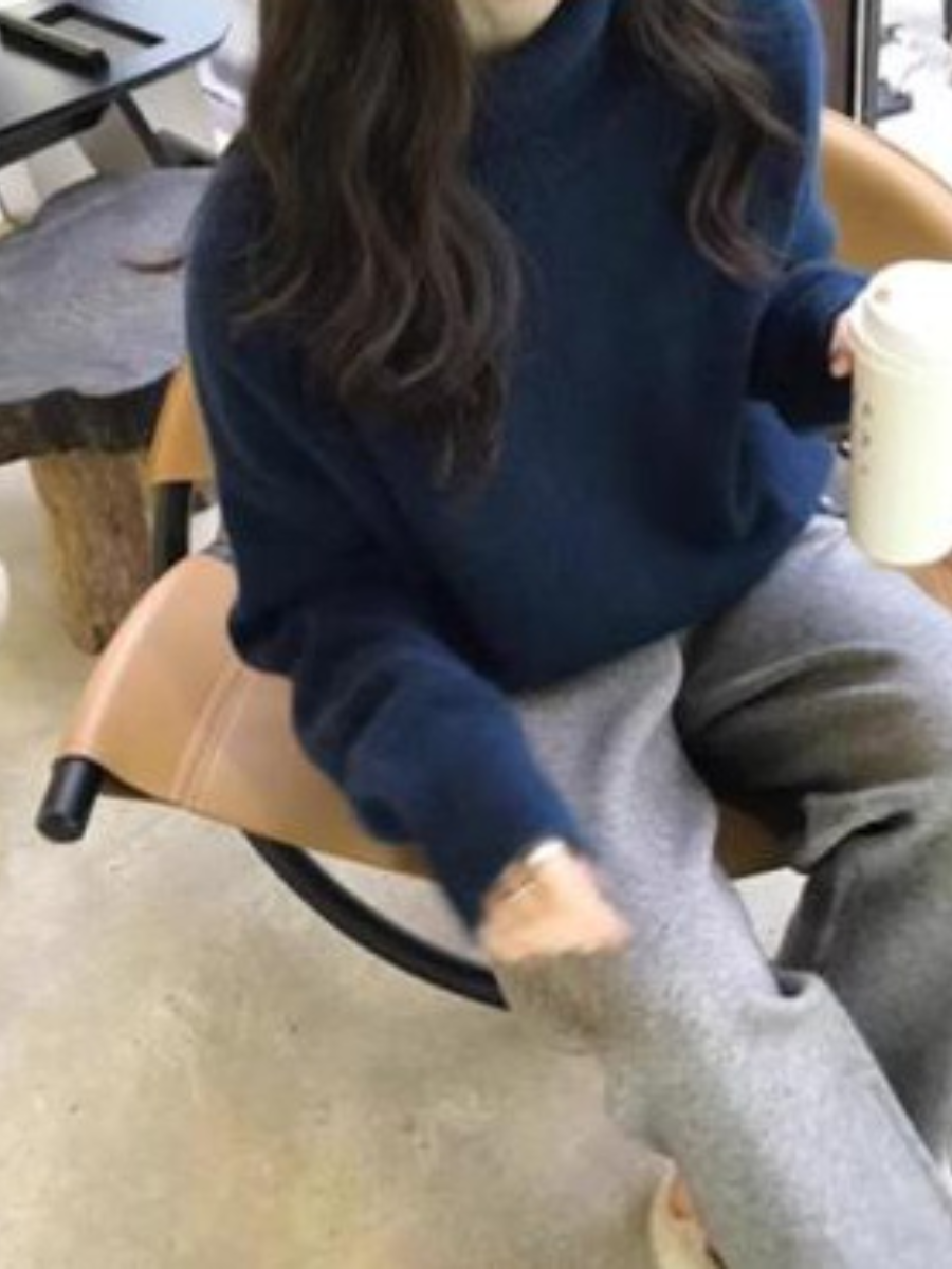 Loose Acrylic Plain Simple Sweater