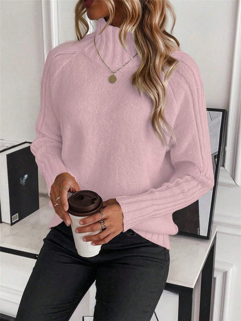 Split Joint Mock Neck Wool/Knitting Urban Sweater