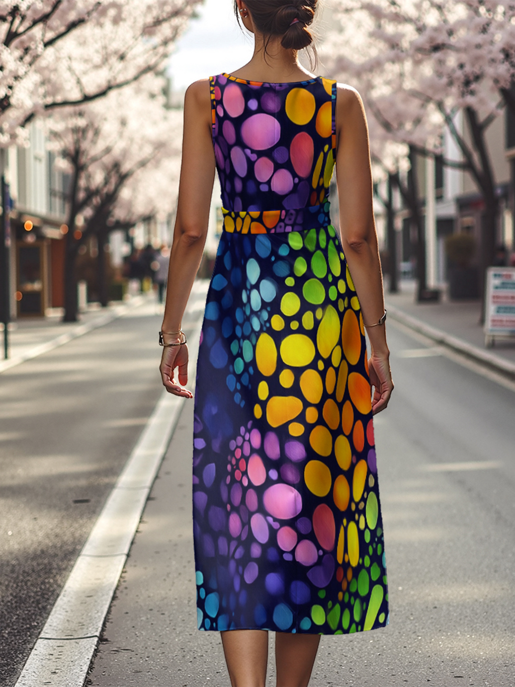 3D Printing Sleeveless Round Neck Easter Summer Casual Maxi Dress