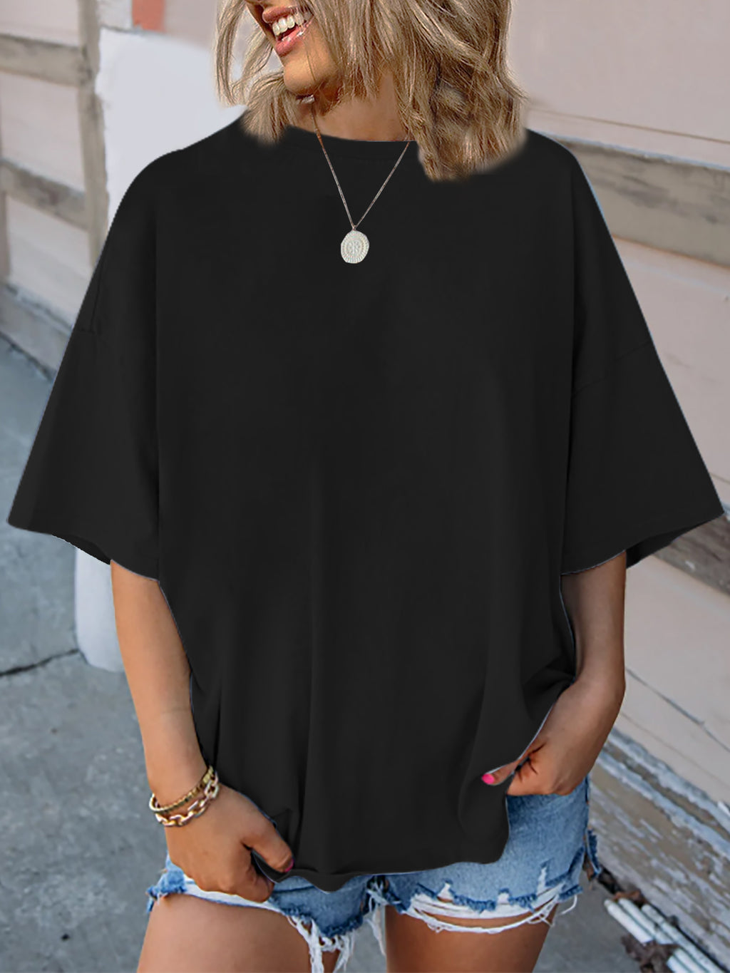 Crew Neck Loose Casual Plain T-Shirt