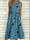Notched Casual Buckle Loose Dress With No