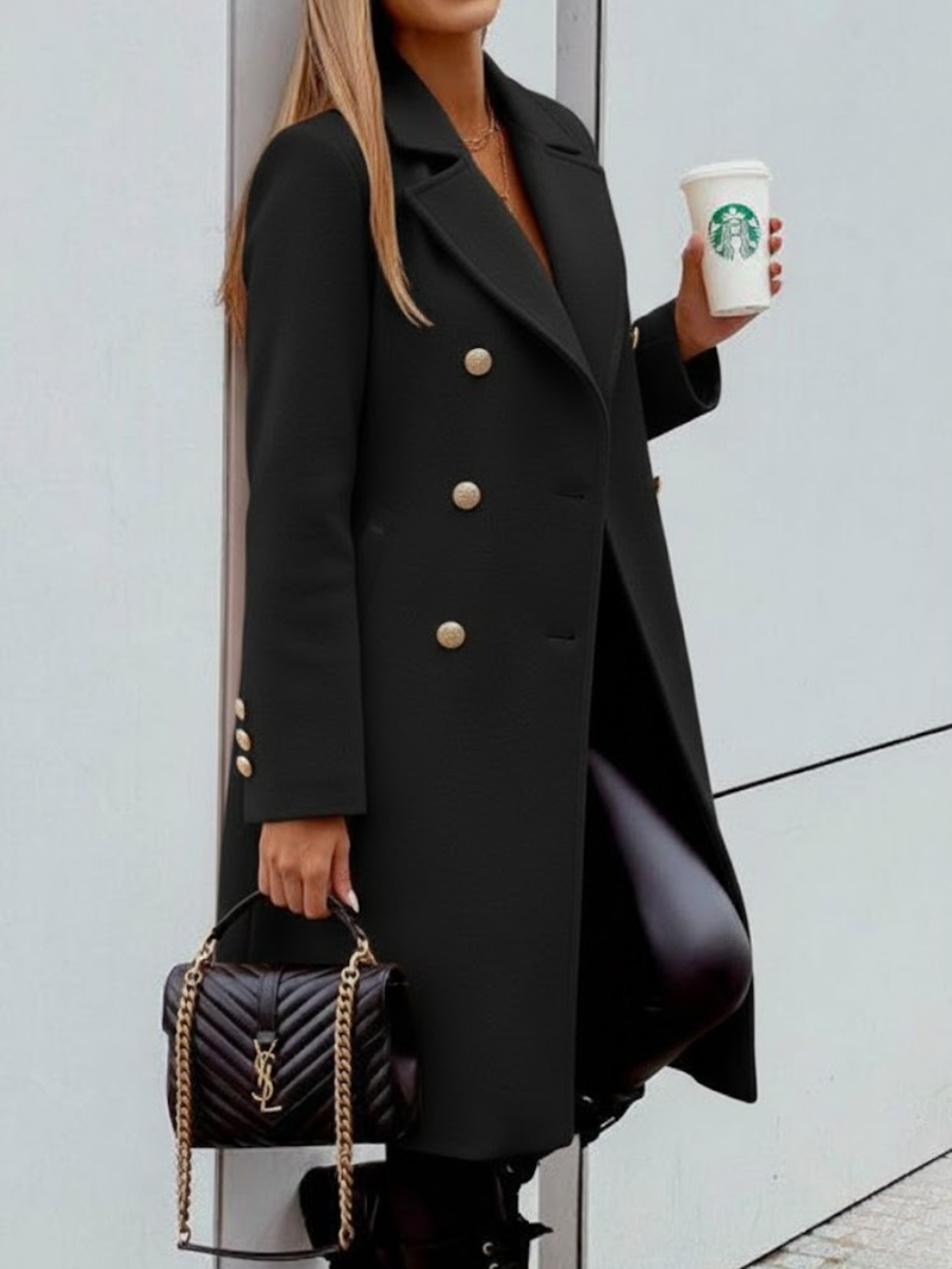 Plain Shawl Collar Lady Romance Loose Coat