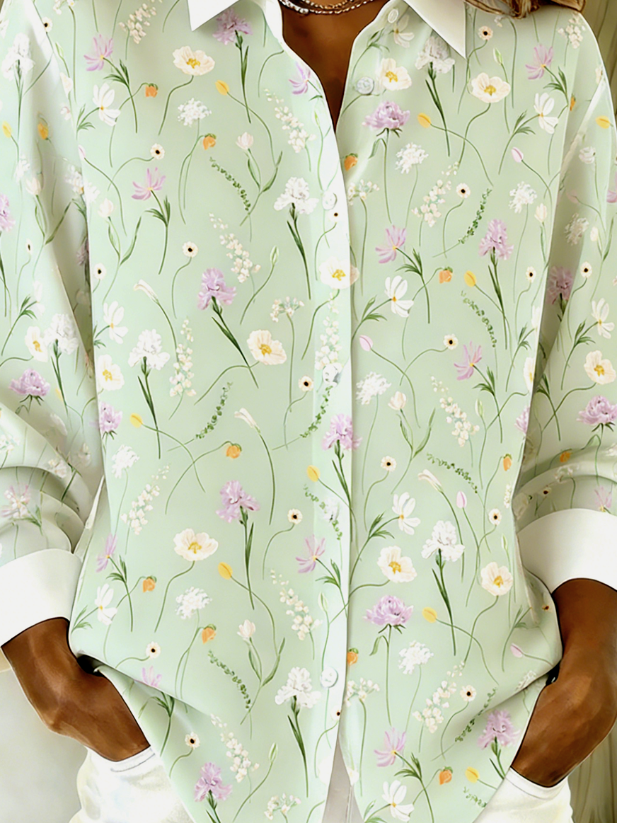 Floral Loose Shirt Collar Vintage Shirt