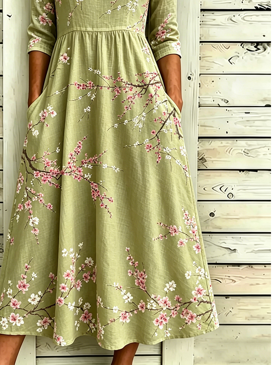 Others Vintage Loose Floral Dress With No