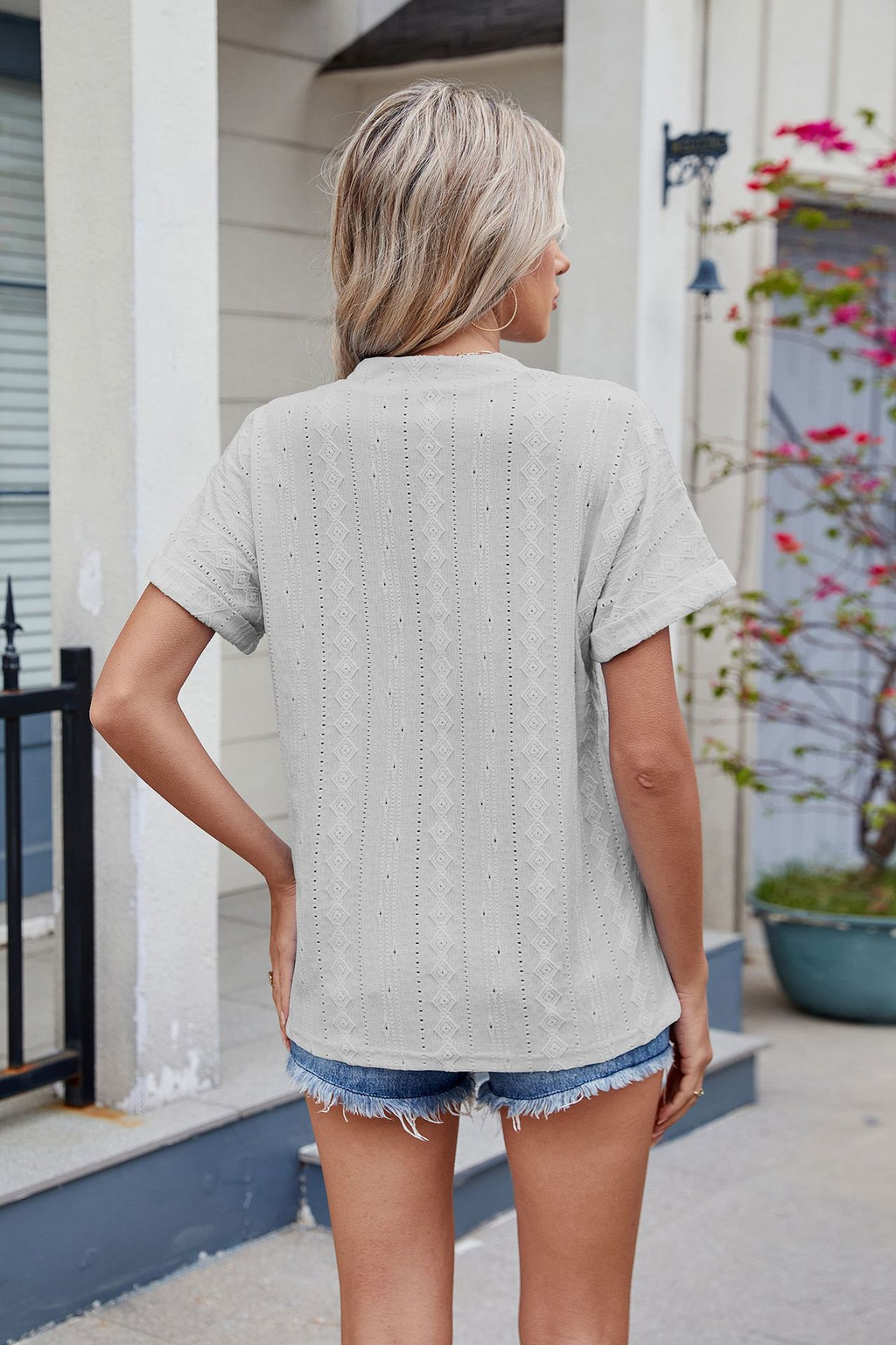 Polyester Cotton V Neck Elegant Casual Blouse
