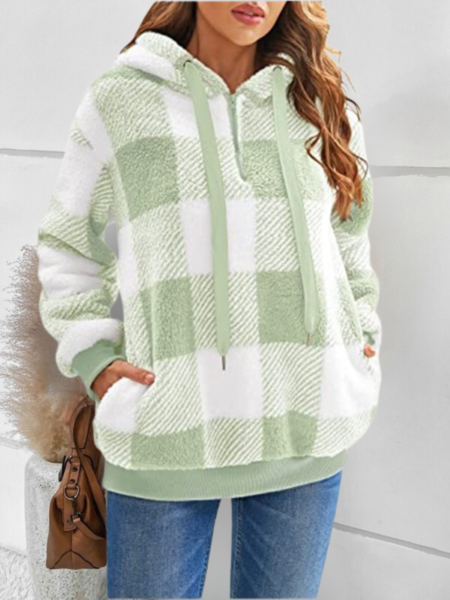 Pocket Stitching Coral Velvet Vintage Sweatshirt