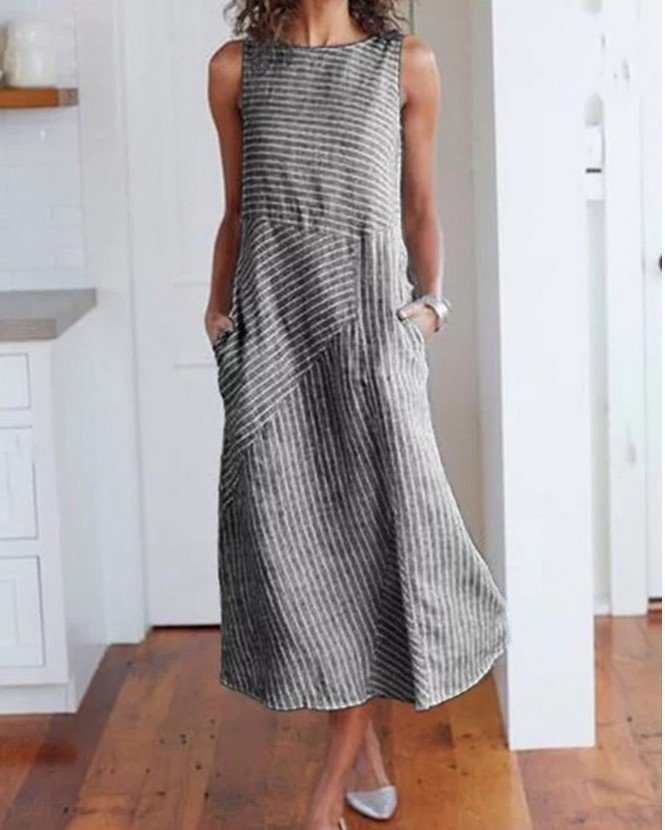 Crew Neck Casual Cotton Regular Fit Dress With No