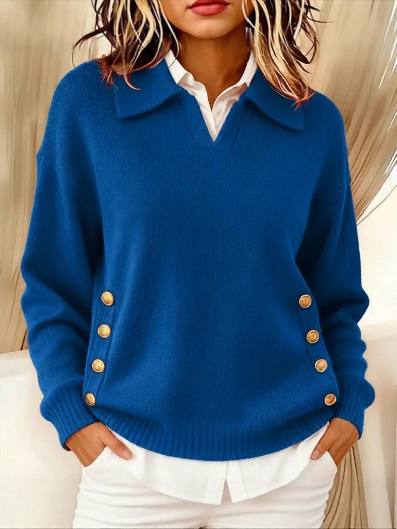 Wool/Knitting Loose Simple Shawl Collar Sweater