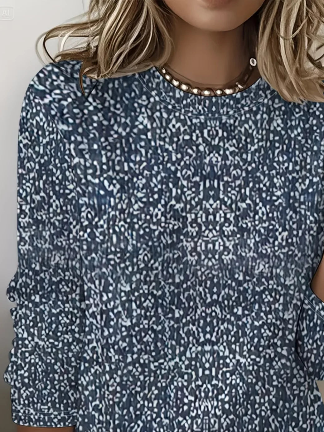 Women's Long Sleeve T-shirt Spring/Fall Purplish Blue Abstract Printing Jersey Crew Neck Daily Going Out Casual Top