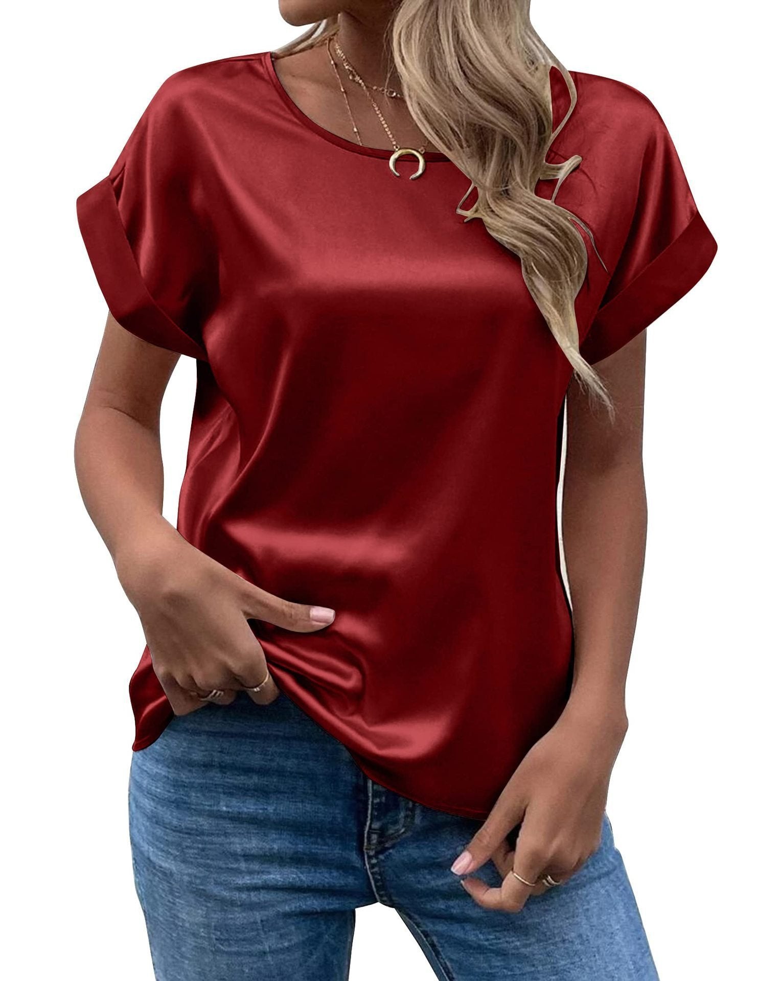 Casual Loose Plain Crew Neck T-Shirt