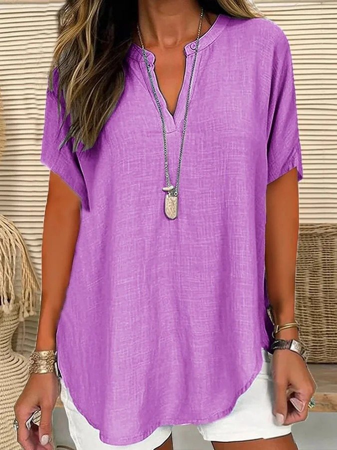 Simple Shawl Collar Loose Blouse