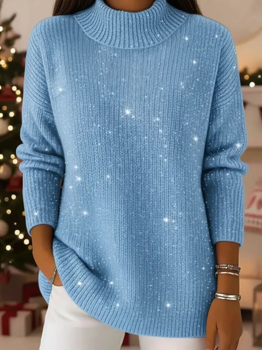 Plain Loose Turtleneck Vintage Knit Top