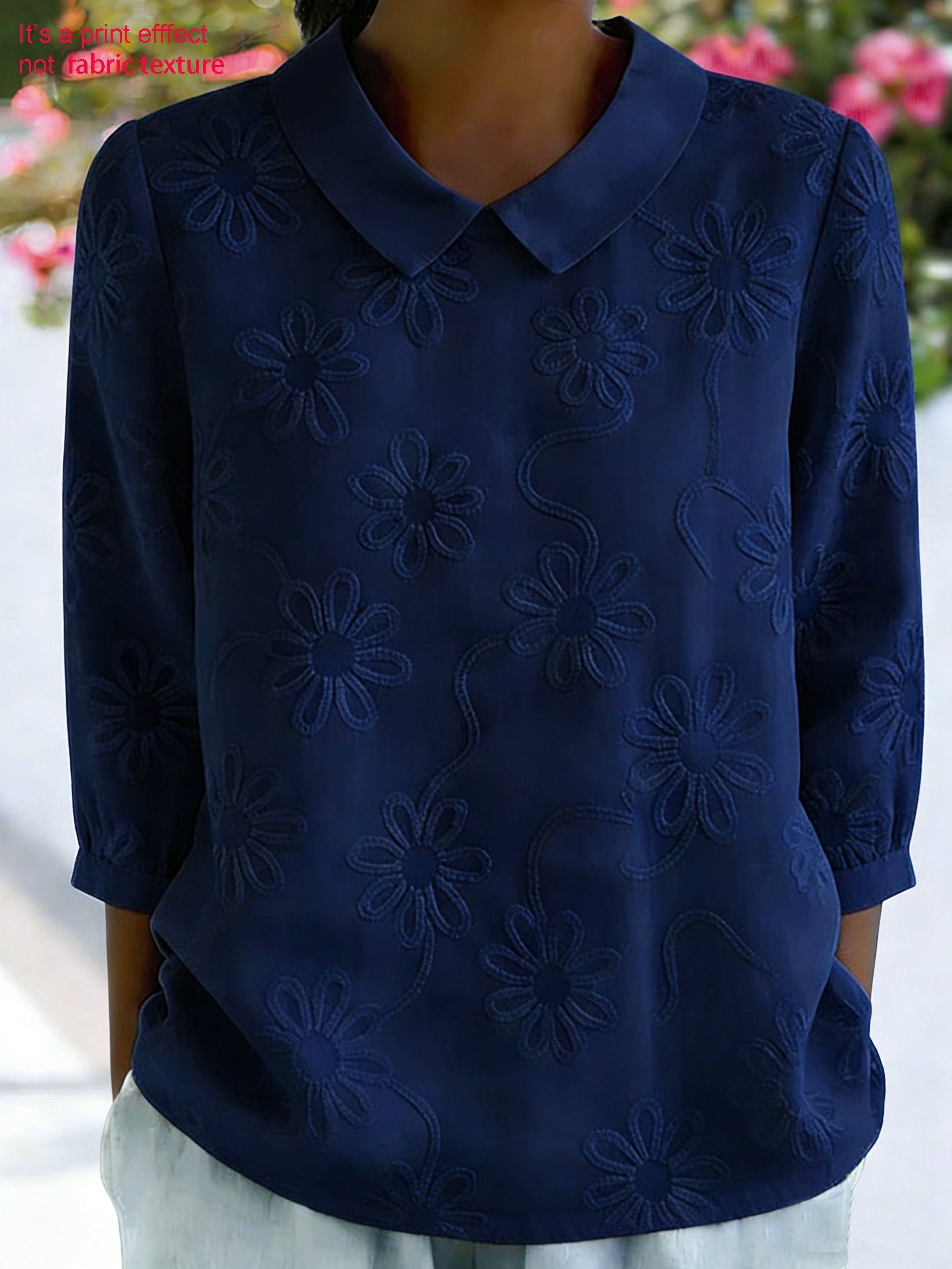 3D Printing Floral Shawl Collar Short Sleeve Spring Summer Casual Top