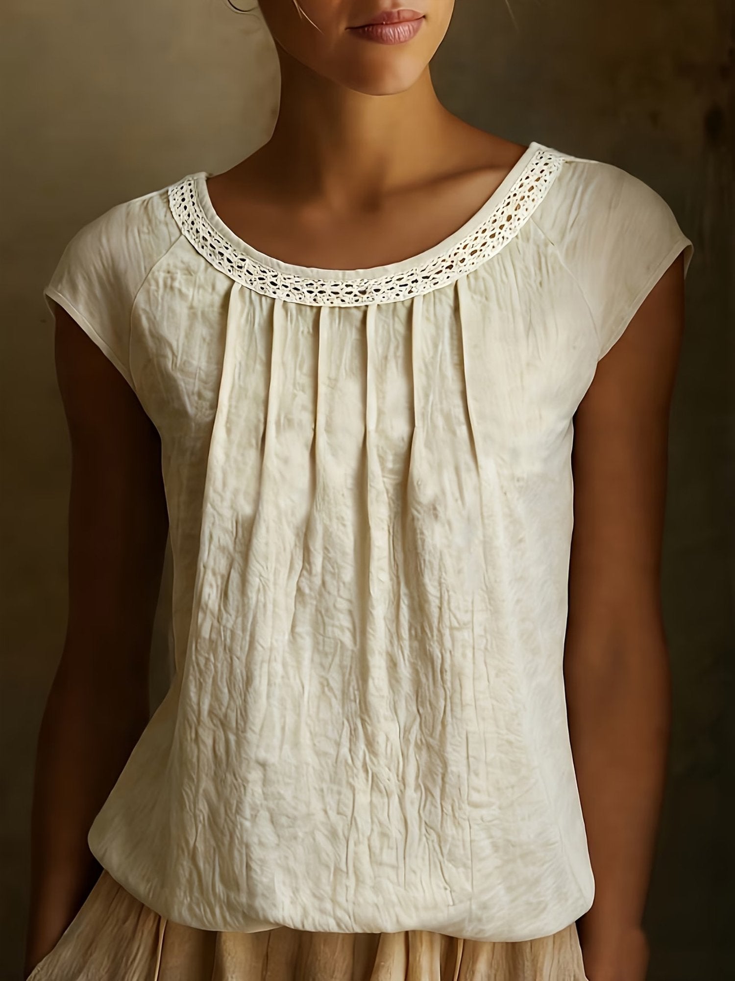 Casual Plain Crew Neck Blouse