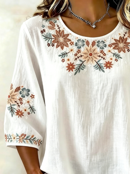 Vintage Loose Crew Neck 3D Printing Shirt