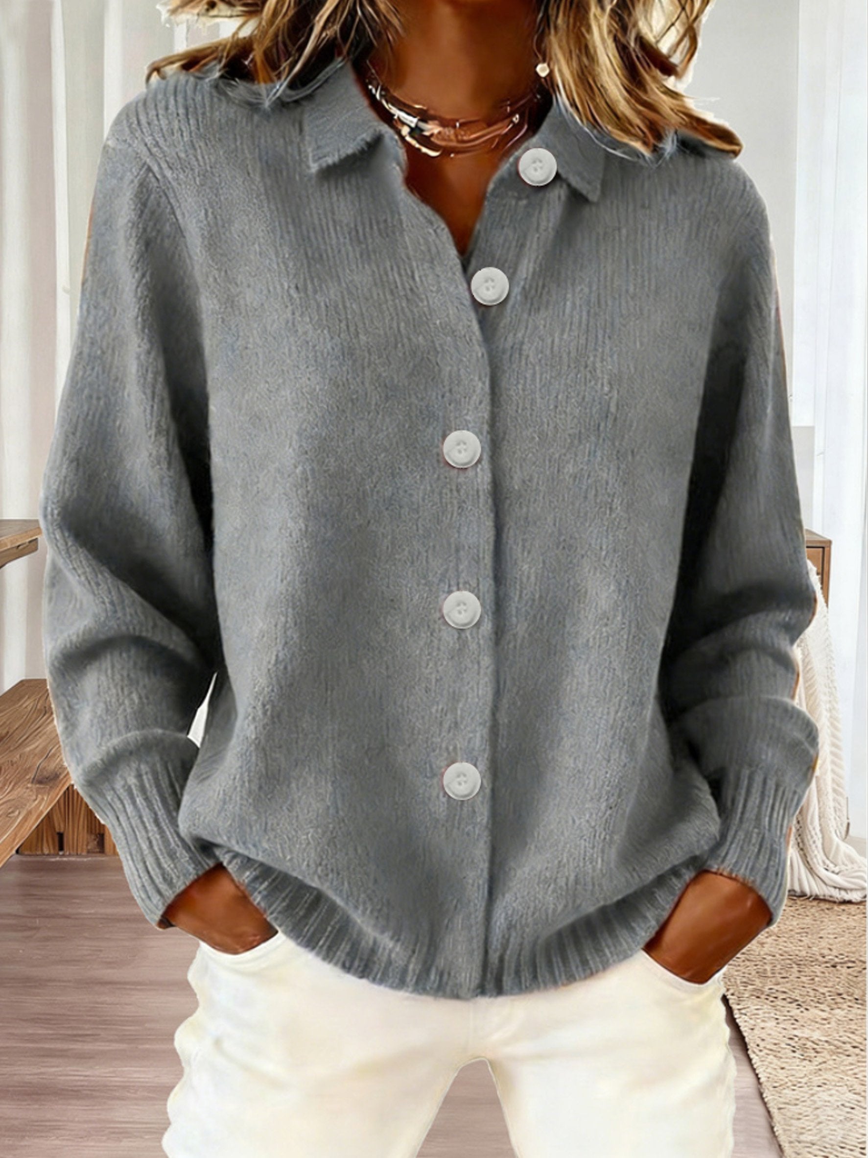 Plain Casual Loose Fit Cardigan
