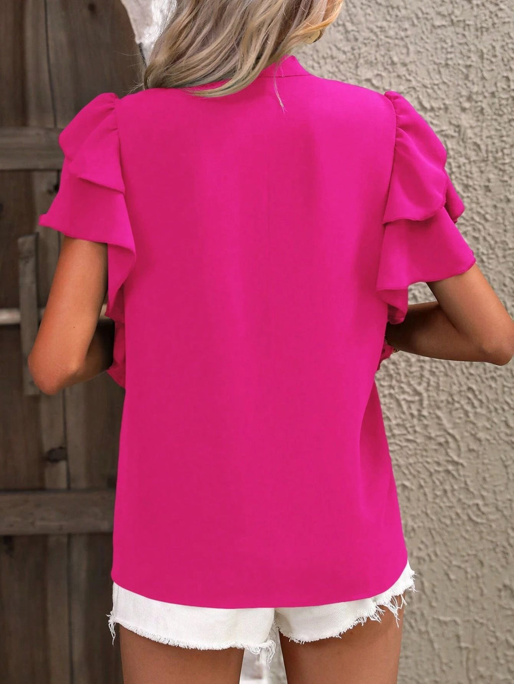 Plain Ruffle Sleeve Elegant Others Loose Shirt