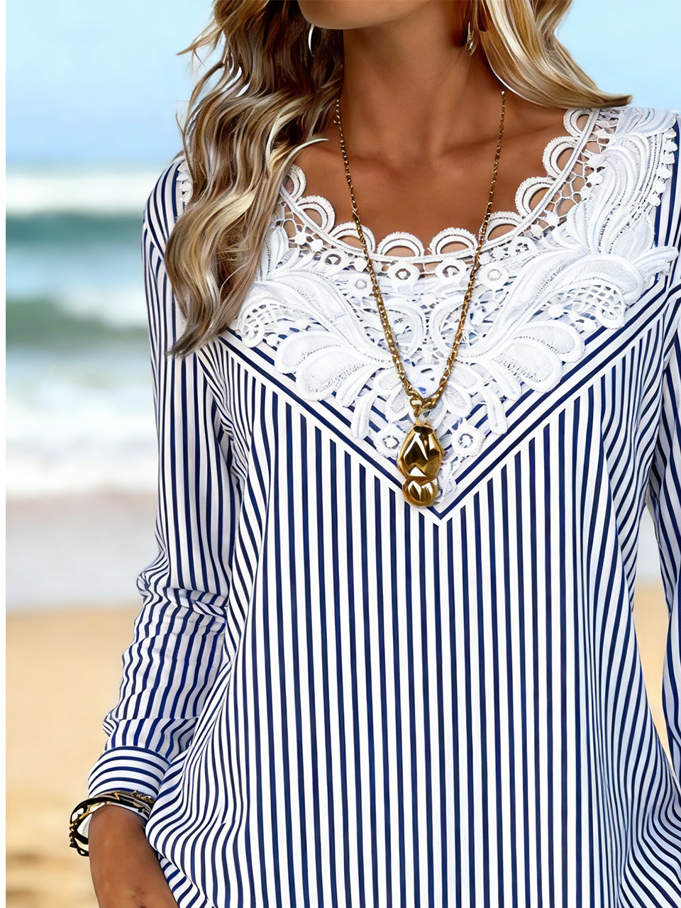 Others Cotton Elegant Lace T-Shirt