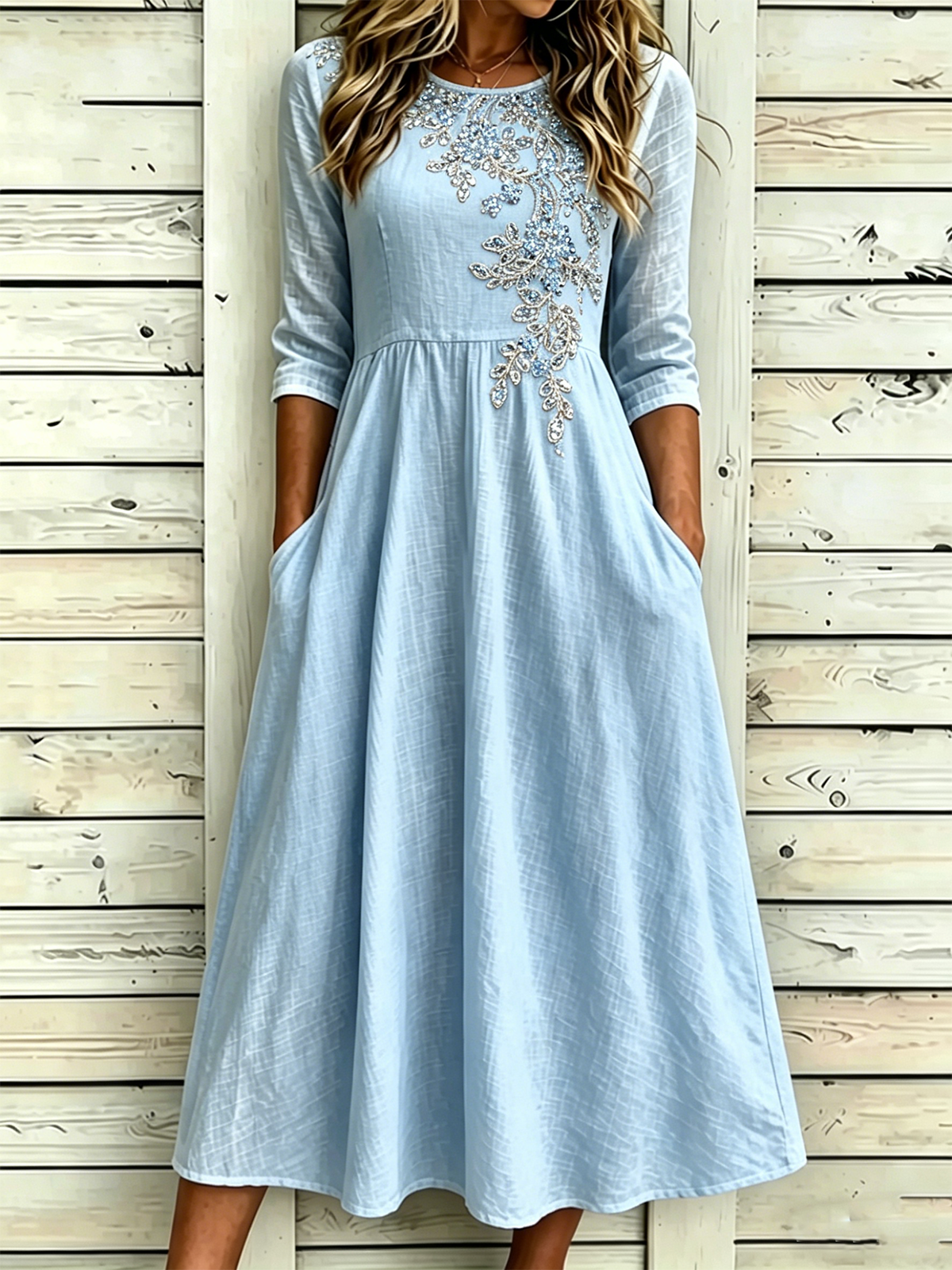 Loose Floral Others Elegant Dress With No